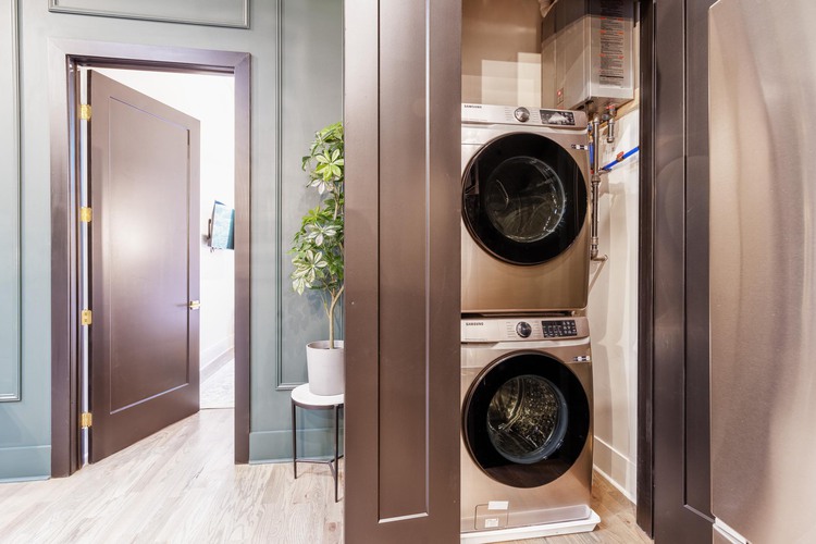 Laundry machines in closet